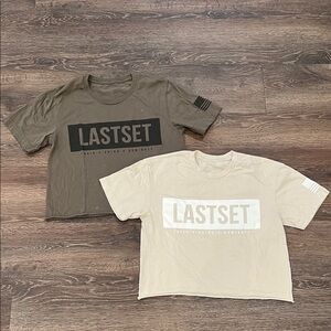 LASTSET cropped t-shirts bundle - army green and cream - small